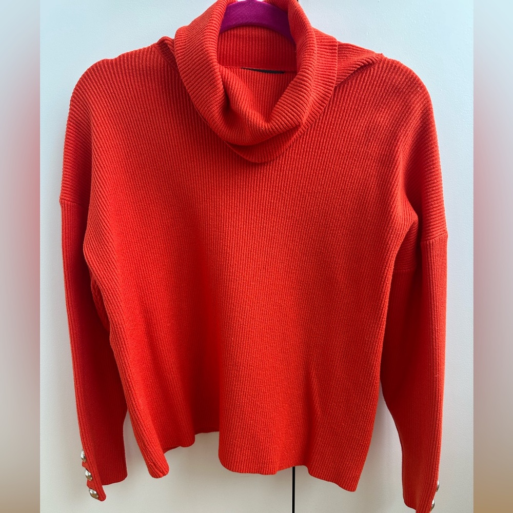 Women's Red Sweater with Button Details